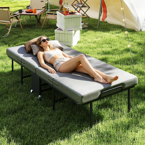 Portable folding bed with - folding,