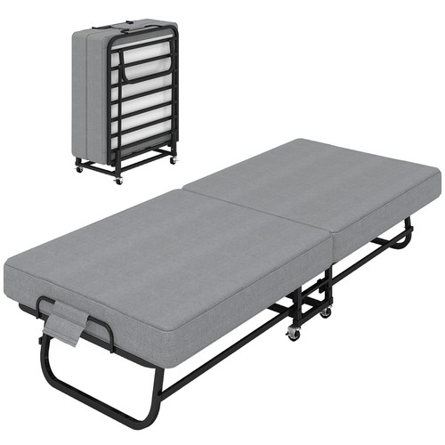 Portable folding bed with - folding,