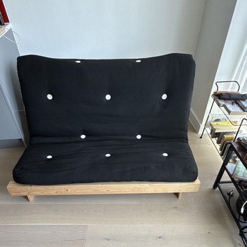Black tufted futon sofa bed - black,
