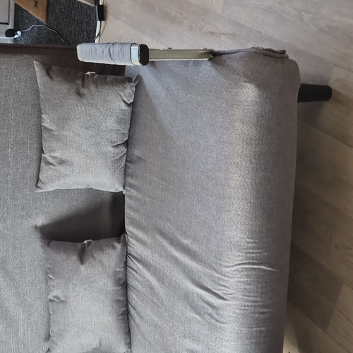 Grey folding fabric sofa bed - folding,